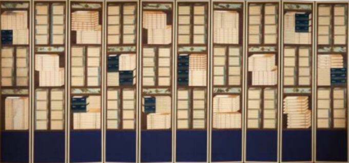 책가도 병풍(冊架圖 屛風) 복제본